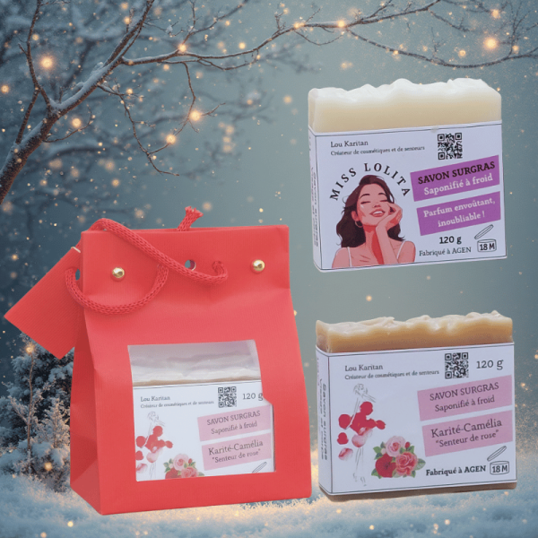 Pochette cadeau rouge 2 savons