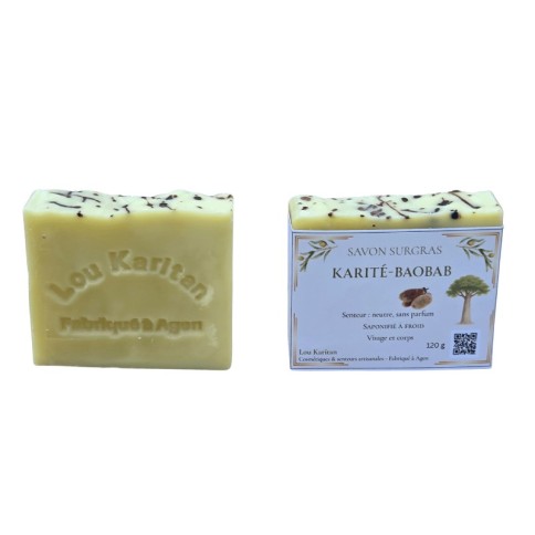 Duo savon Karité Baobab avec emballage et sans emballage